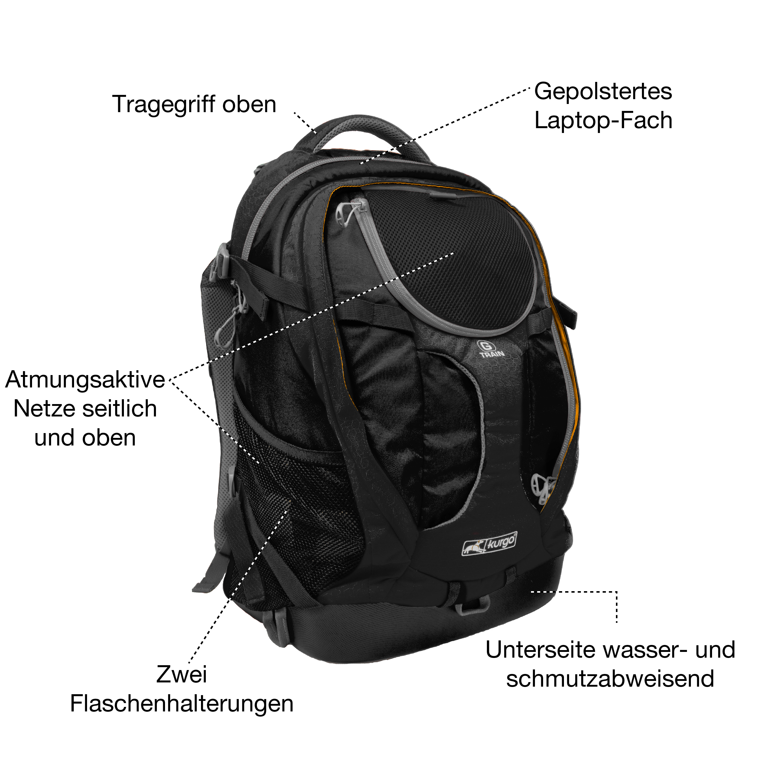 Kurgo Tragetaschen Kurgo Hunderucksack G-Train schwarz