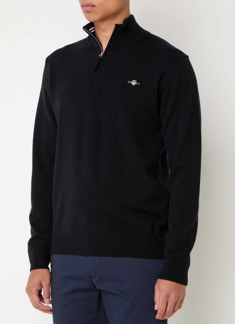 Gant Fine-knit wool pullover with half zip