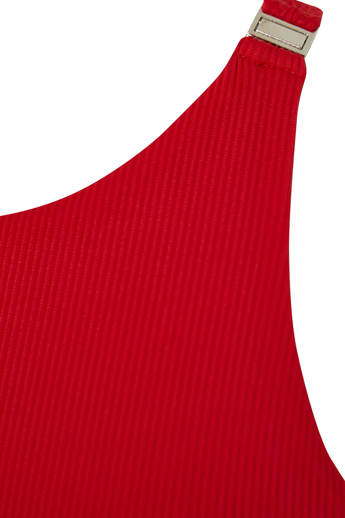 Trendyol Collection  Roter strukturierter normaler Neckholder-Badeanzug mit Accessoires TBESS24MA00121