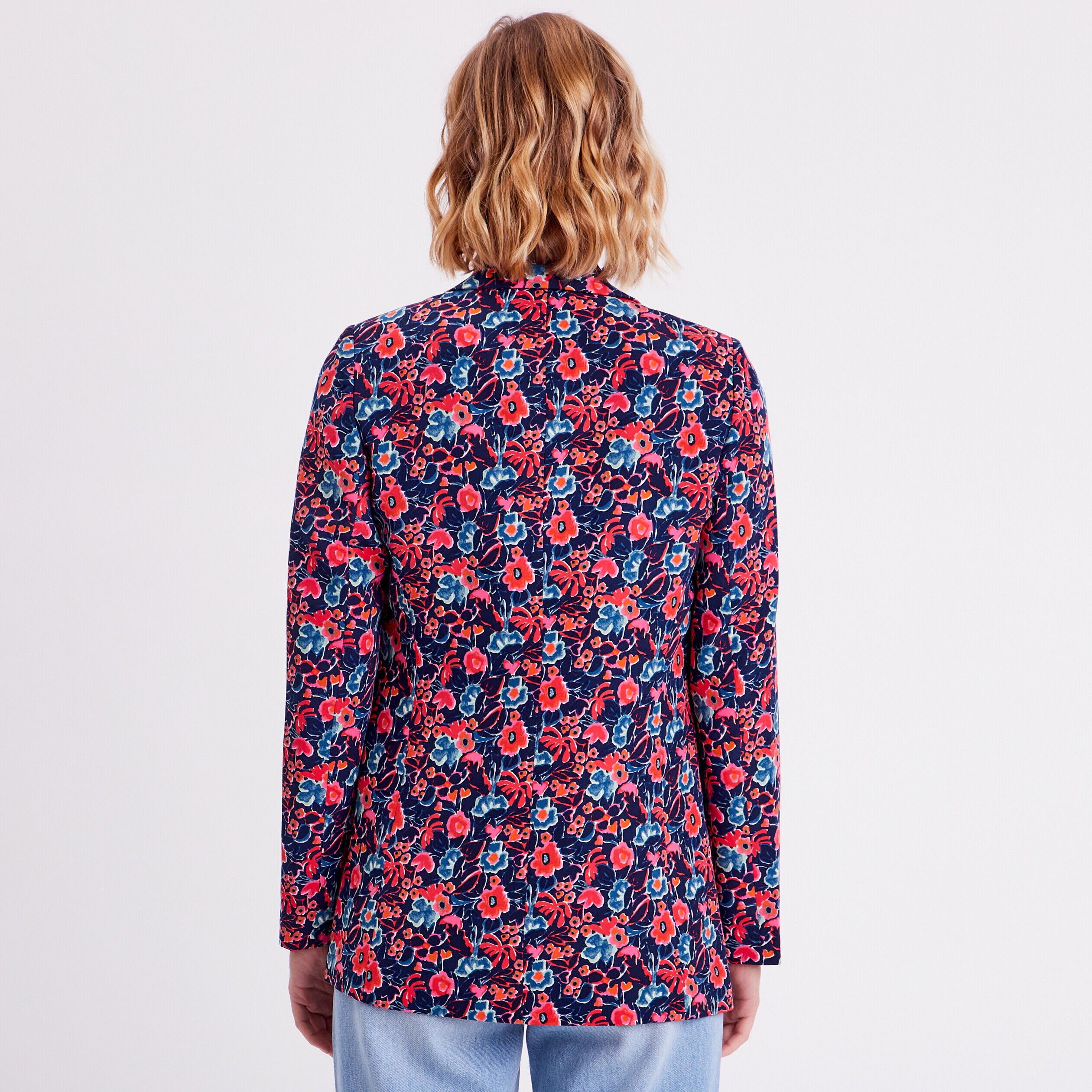 Veste blazer col châle bleu marine femme | Cache Cache