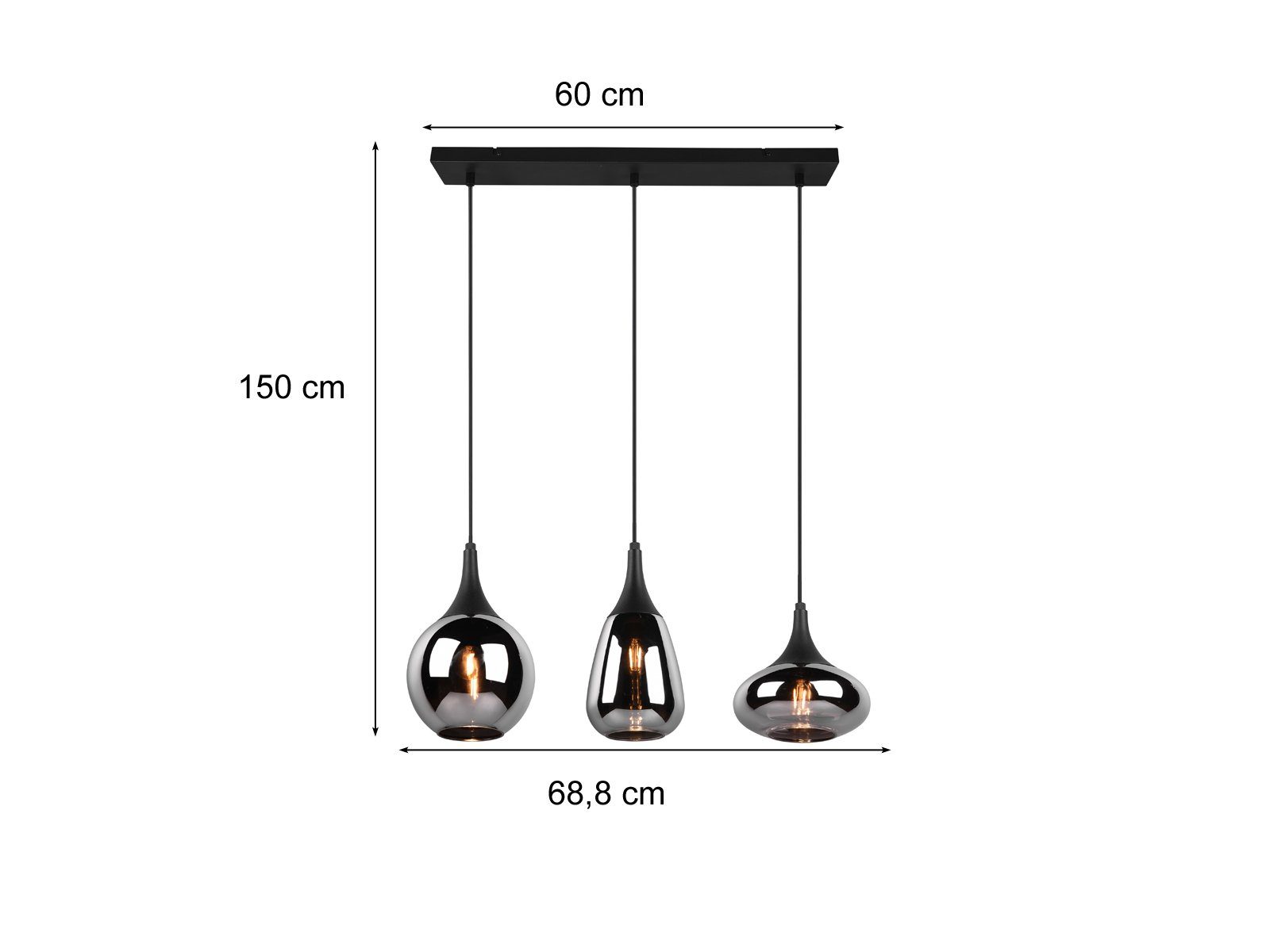 meineWunschleuchte LED Pendelleuchte, LED wechselbar, Warmweiß, ausgefallene Rauch-glas Design-er Lampen für über-n Esstisch hängend