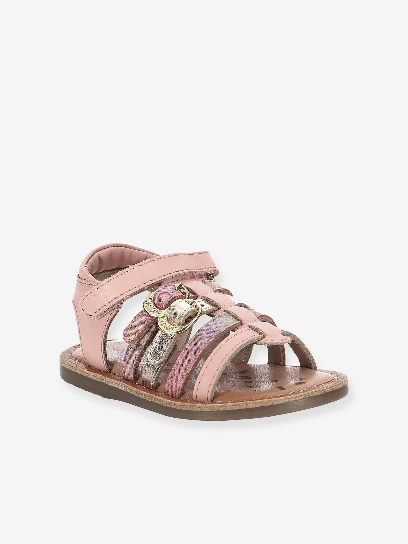 Sandales cuir fille Diveta KICKERS® rose clair rainbow