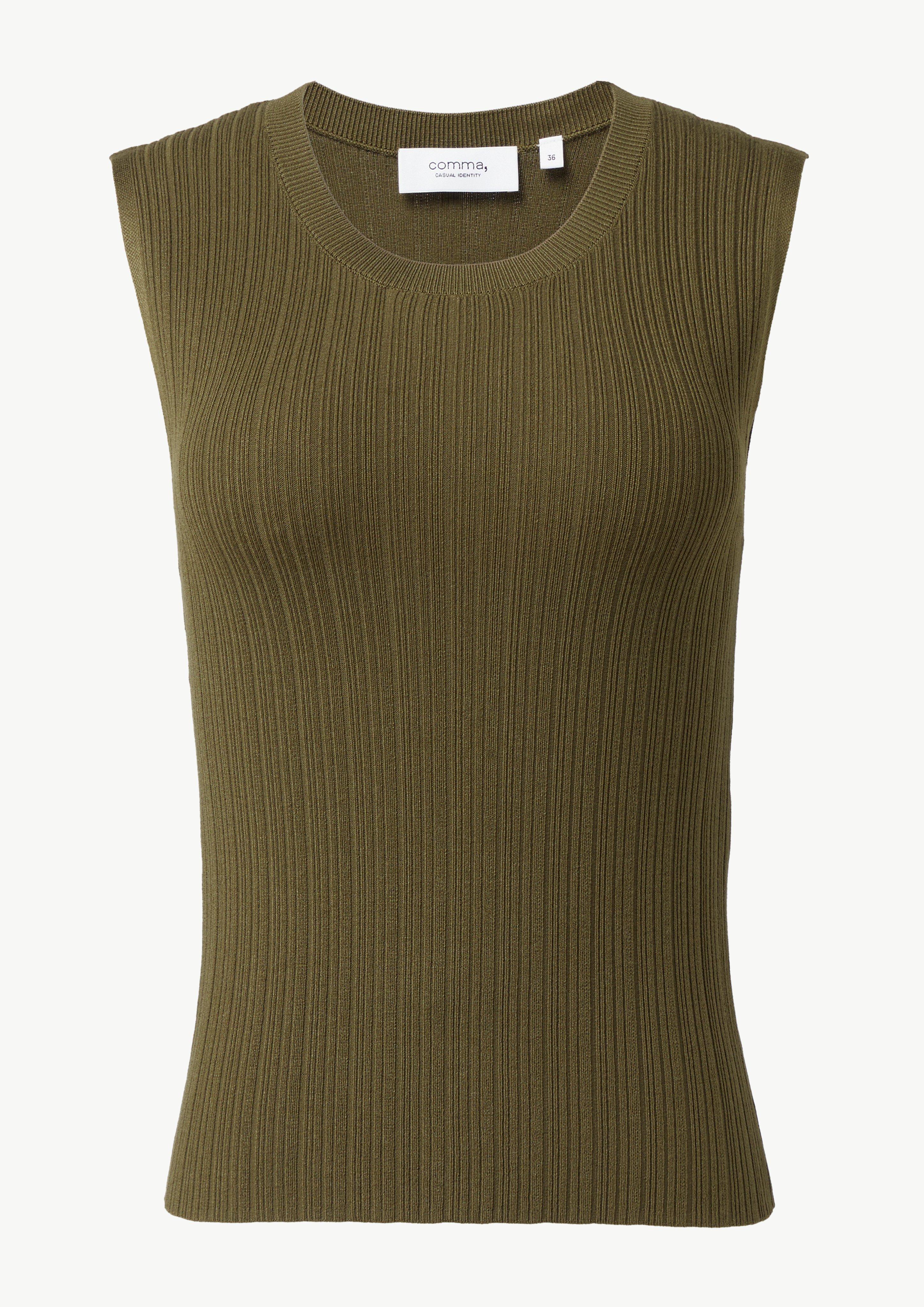 Geripptes Stricktop aus Viskosemix - guacamole