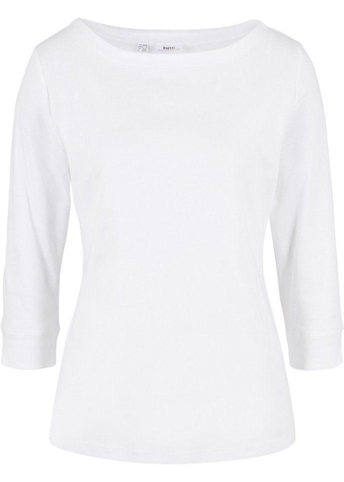Stretch-Shirt mit U-Boot-Ausschnitt