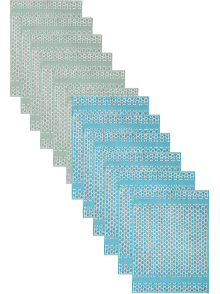 Aspero 12 Frotte Baumwoll Geschirrtücher in Blau/Grün günstig kaufen 50 x 70 cm