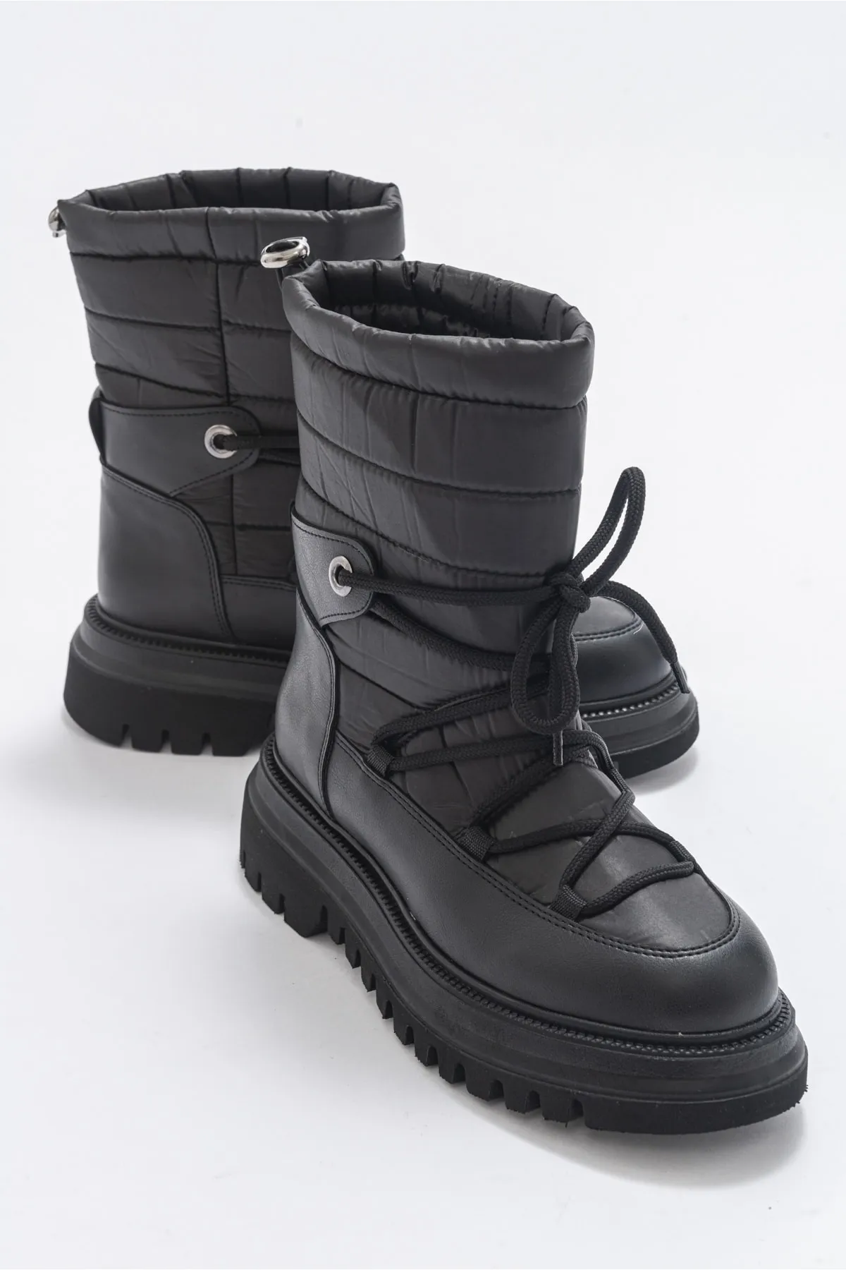LuviShoes  Weld Black Skin Damen-Schneestiefel