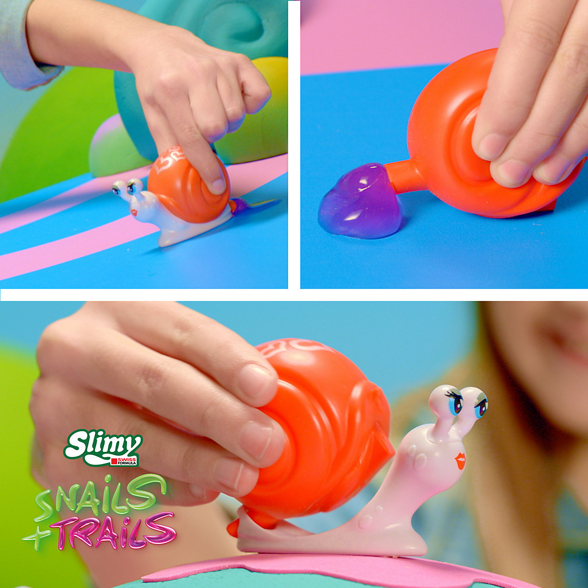 SLIMY® Snails + Trails - lustige Schnecken mit extra glitschigem Original Slimy Slime und bunten Schneckenhäusern