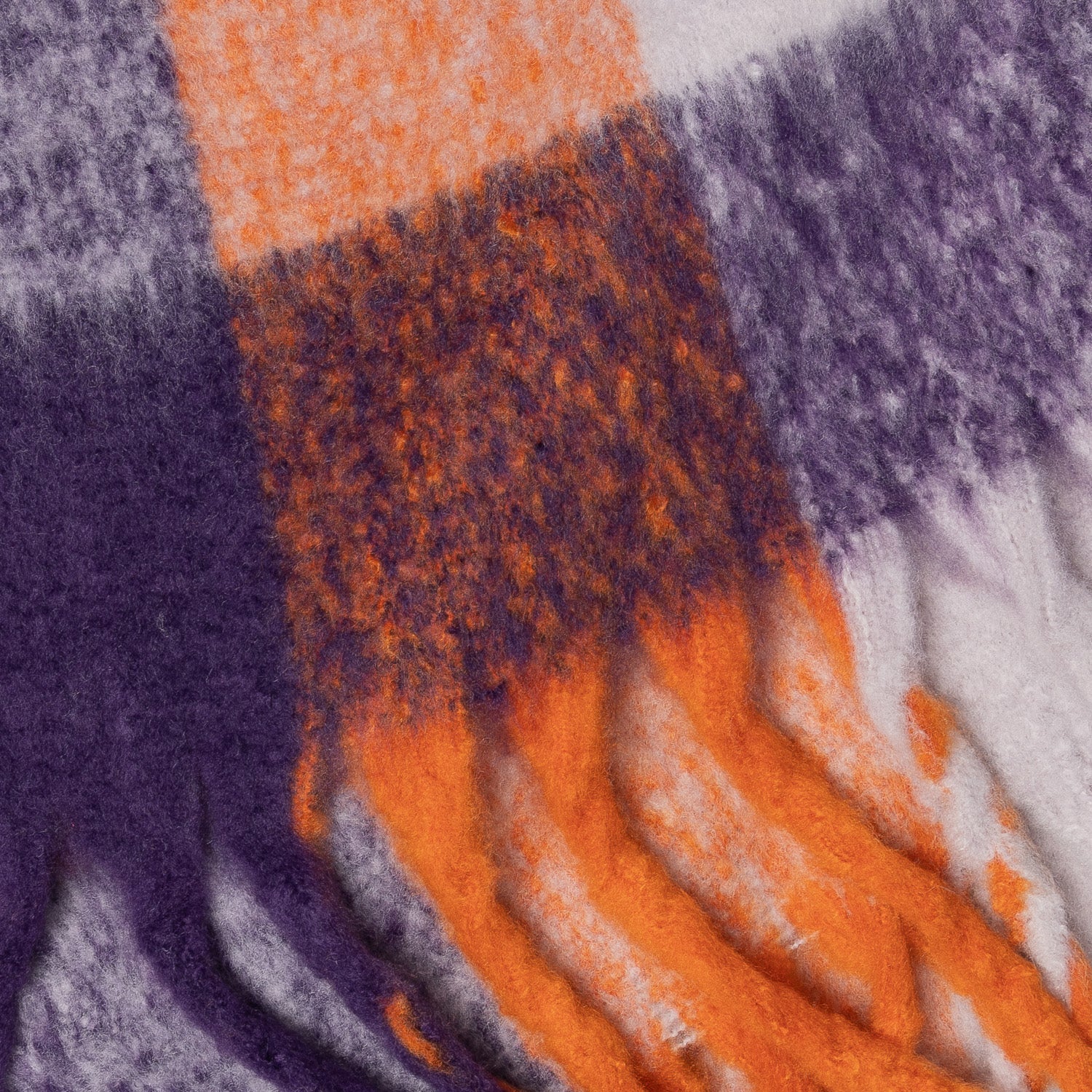 Echarpe TEXTO violet, orange, parme et camel à carreaux