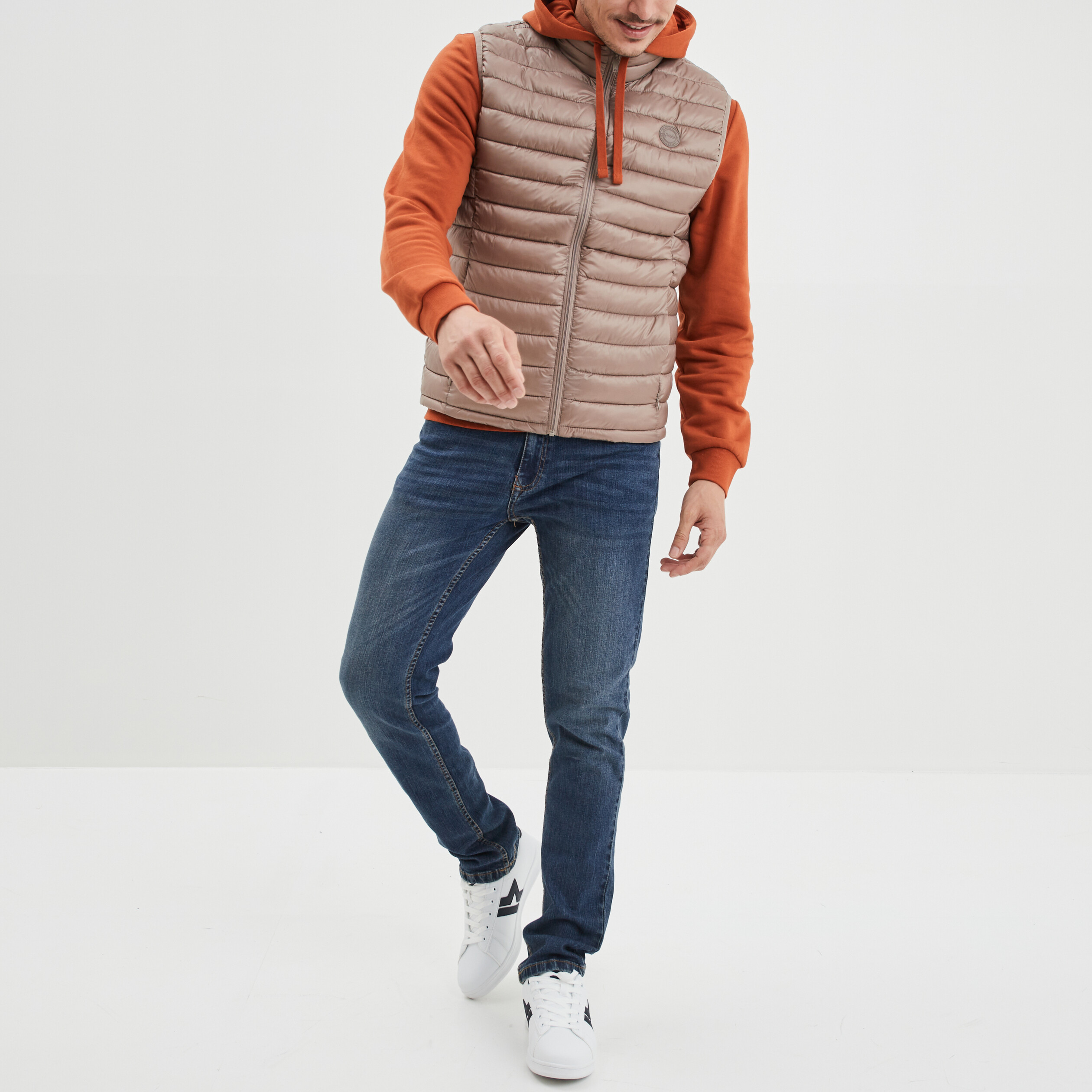Doudoune légère zippée sans manches taupe homme | La Halle