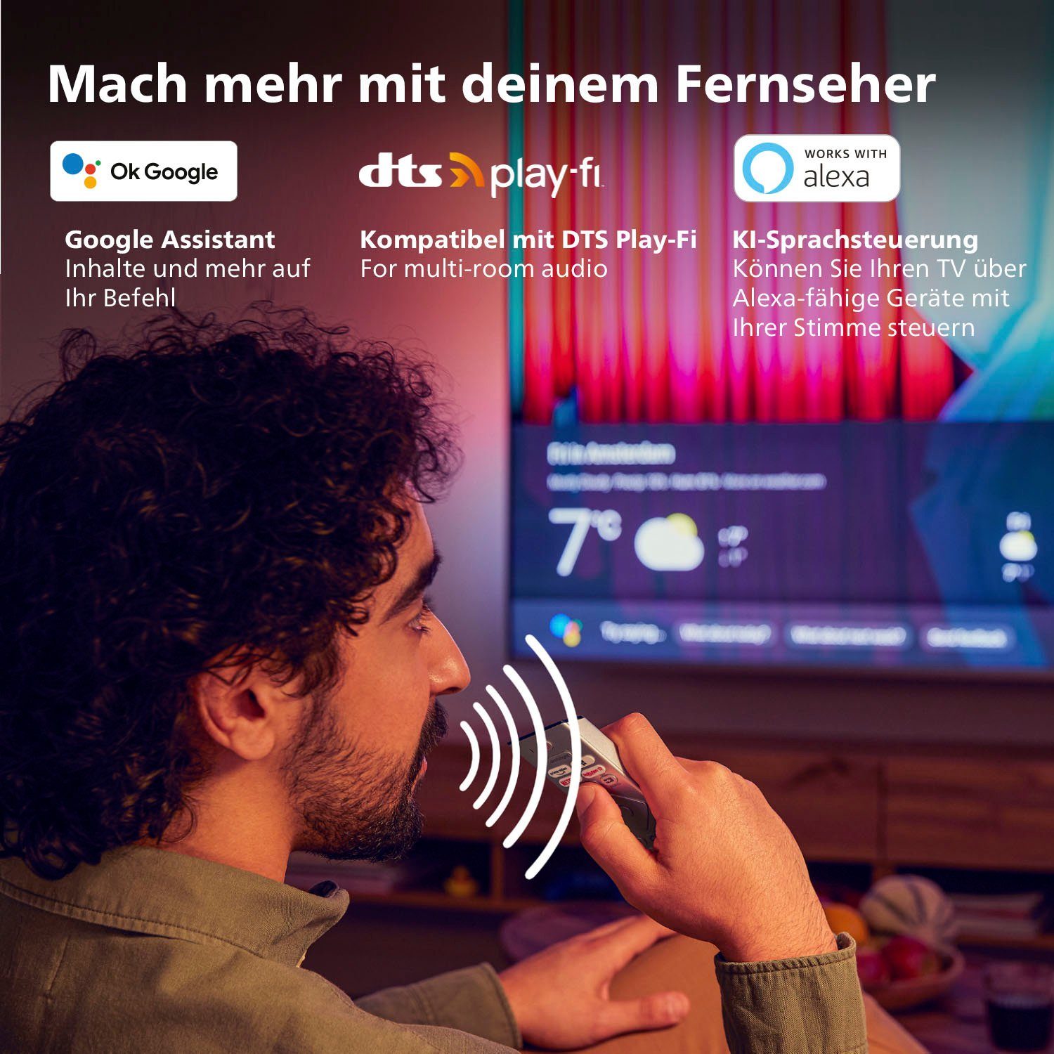 Philips 48OLED707/12 OLED-Fernseher (121 cm/48 Zoll, 4K Ultra HD, Android TV, Smart-TV, 3-seitiges Ambilight)