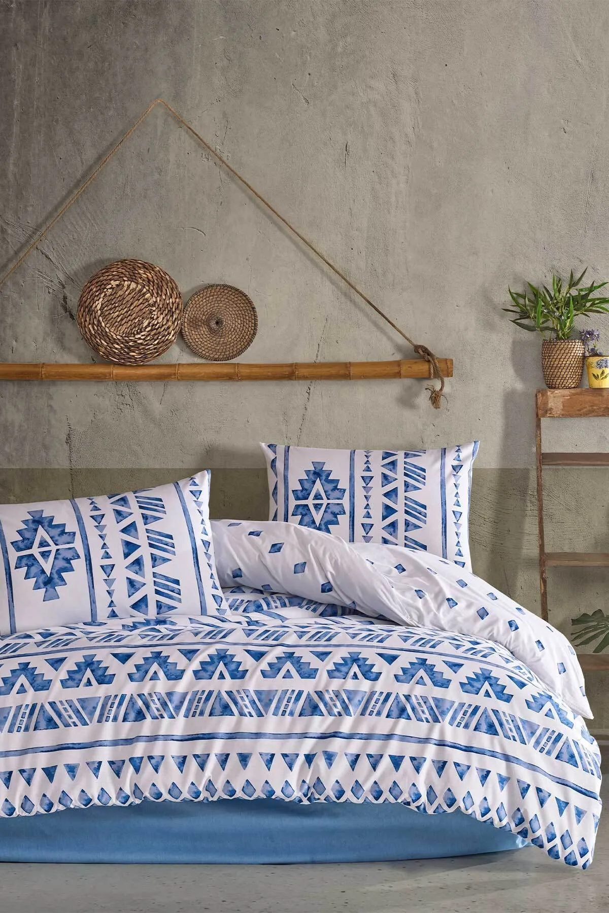 Elart  Elips Spannbettbezug-Set für Einzelbett, 100 % natürliche Baumwolle, Ranforce, 3-teilig, Blau