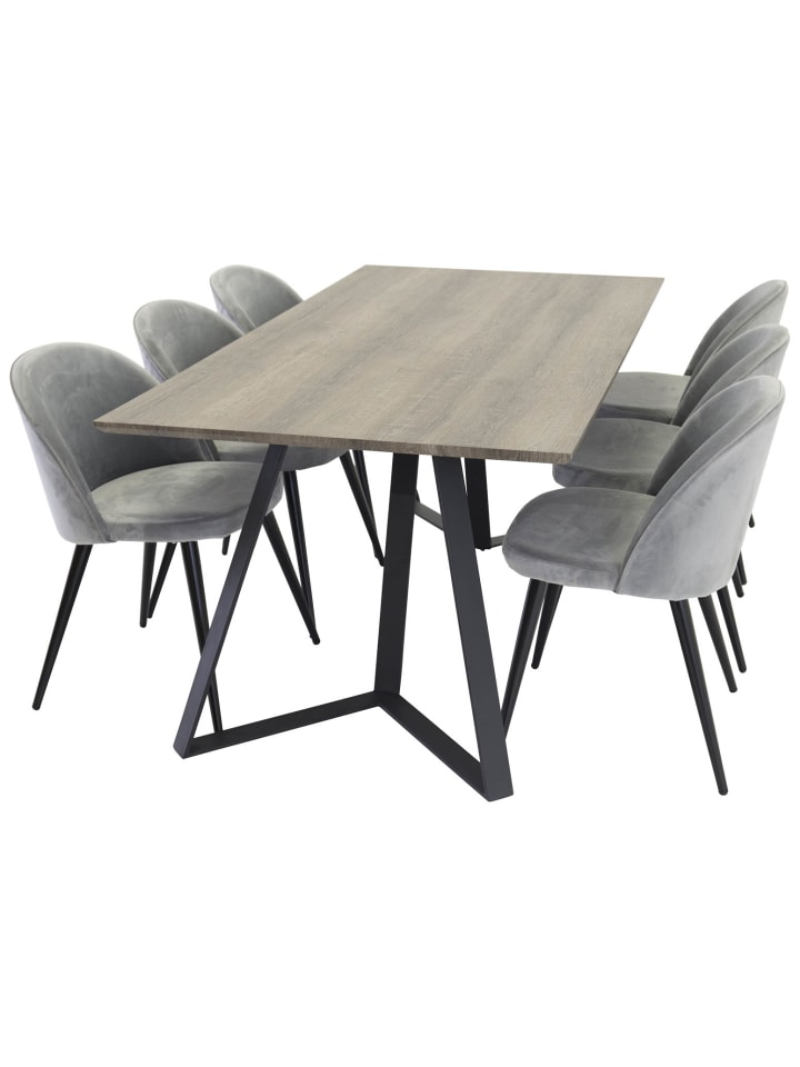 ebuy24 Essgruppe Marina 8 (7-teilig) Hellgrau 90 x 180 cm günstig kaufen onesize