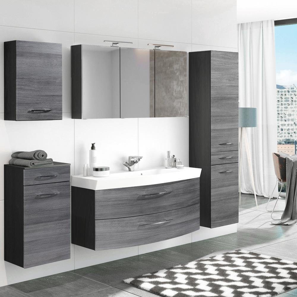 Lomadox Spiegelschrank FLORIDO-03 mit 2x LED-Beleuchtung in graphit B x H x T 120 x 64 x 20 cm