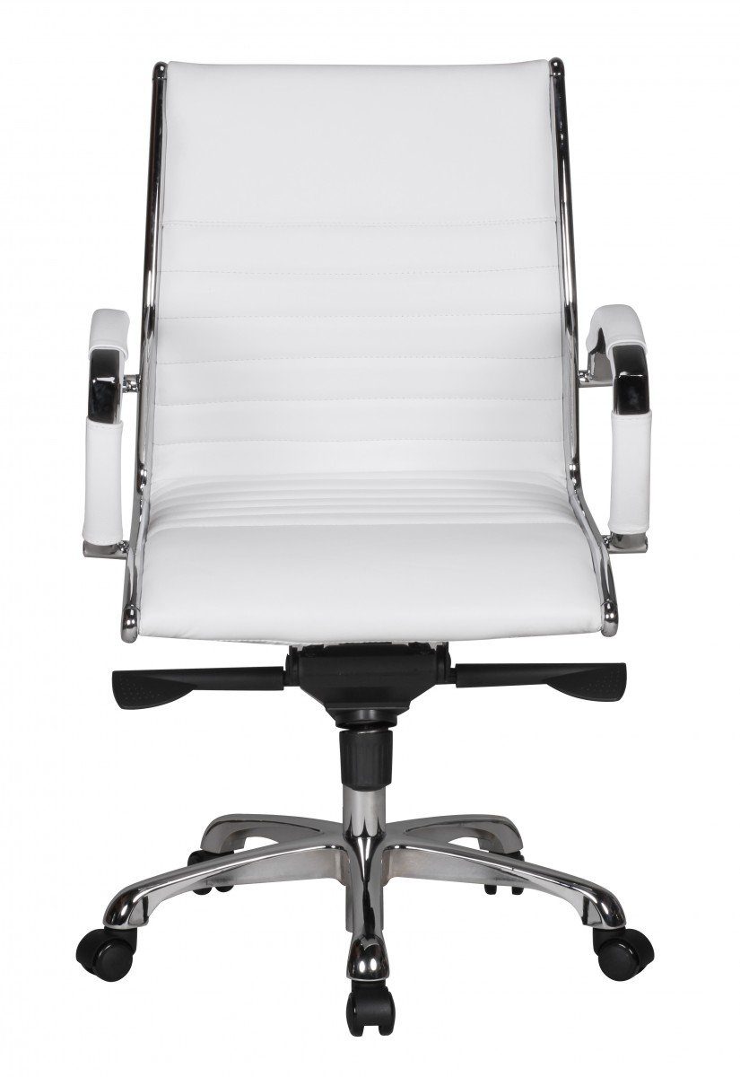 Amstyle Drehstuhl SPM1.236 (SALZBURG 2 Echtleder Weiß Schreibtischstuhl), Bürostuhl XXL 120kg Chefsessel höhenverstellbar