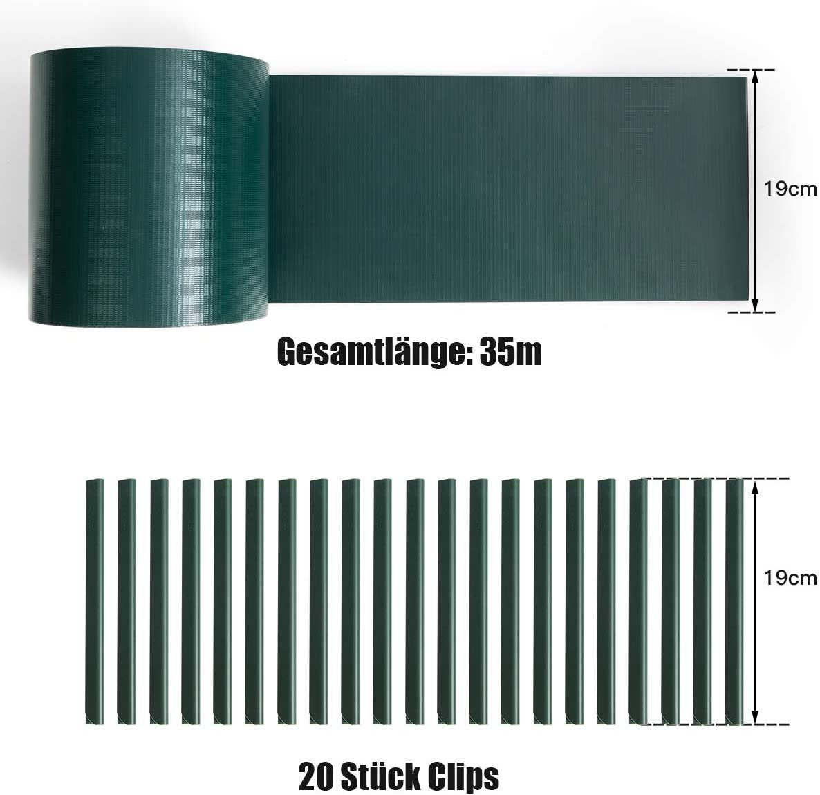 COSTWAY Sichtschutzstreifen, mit Befestigungsclips, 35m / 450g/m²