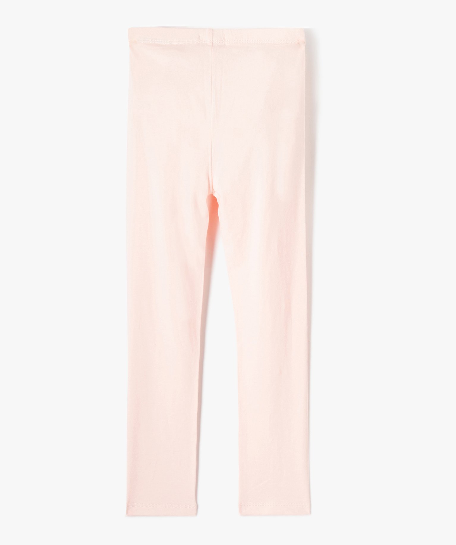 Legging fille long uni en coton stretch rose | GEMO