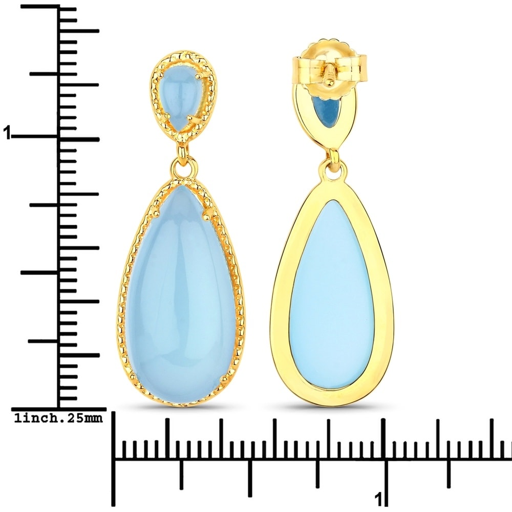 Rafaela Donata Boucles doreilles Argent sterling Calcédoine (teinture) en Or jaune Bijoux