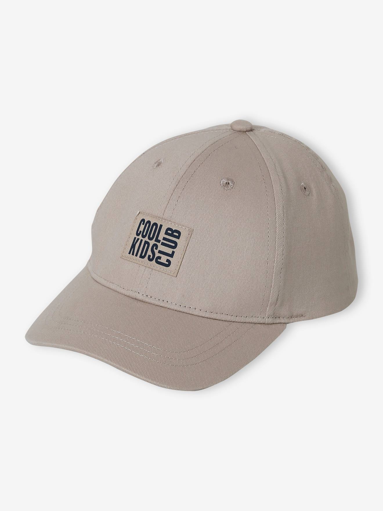 Casquette unie garçon brodée devant beige