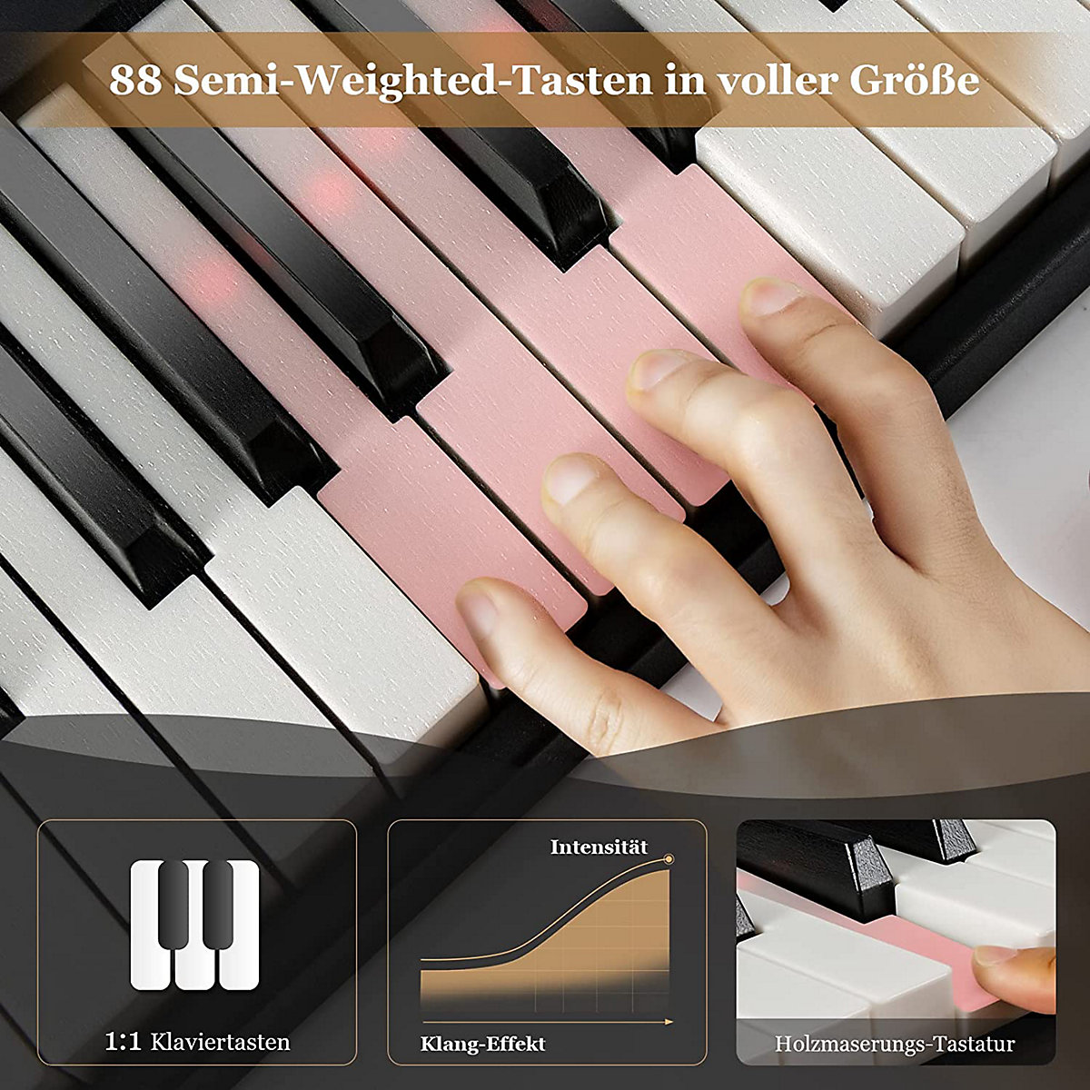 Keyboard 88 Tastatur klappbar mit 2 Stereolautsprechern