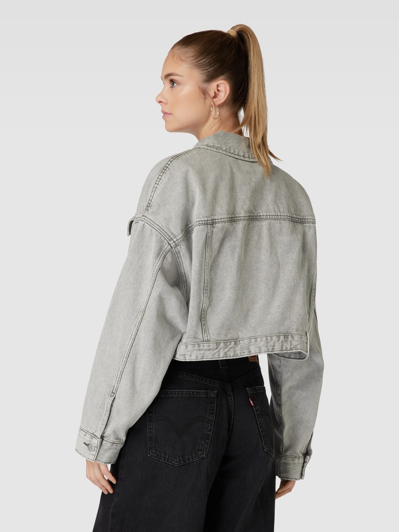 Cropped Jeansjacke im Oversized-Look in hellgrau