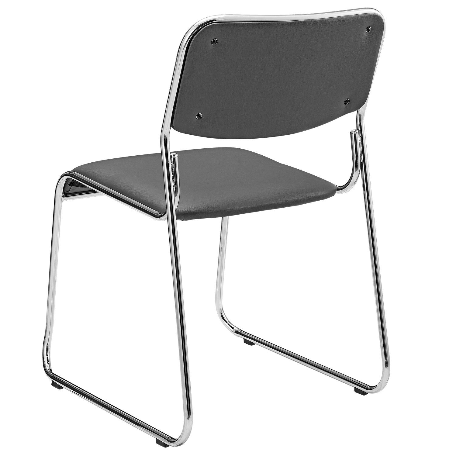 pro.tec Stapelstuhl, Office 4er Set stapelbar ergonomisch Kunstlederbezug Grau