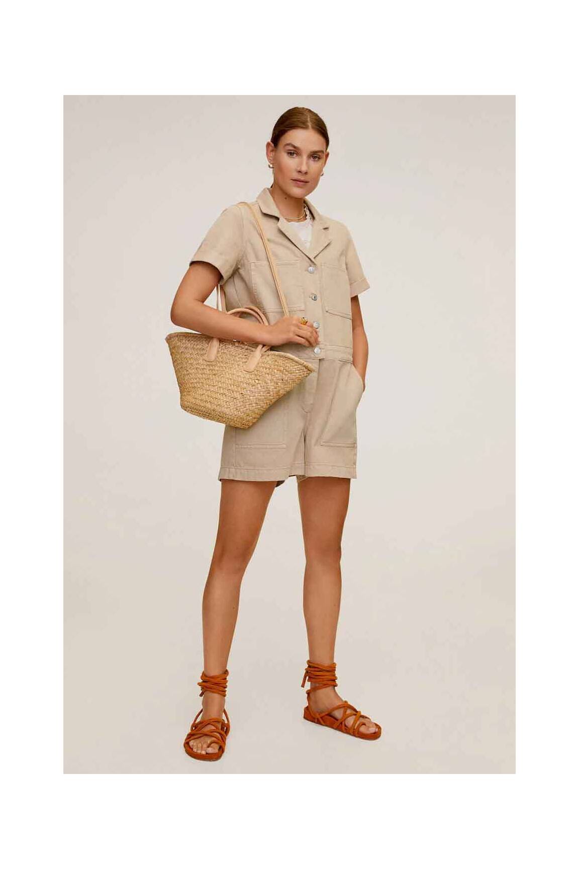 Mango Combi Shorts Femme couleur beige