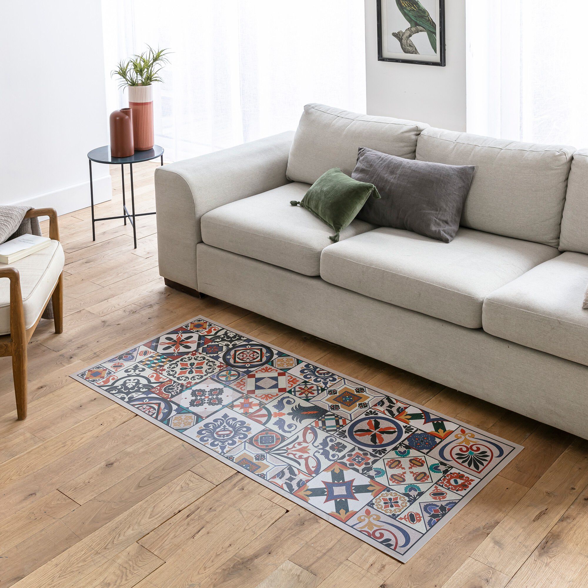 Tapis vinyle effet carreaux de ciment