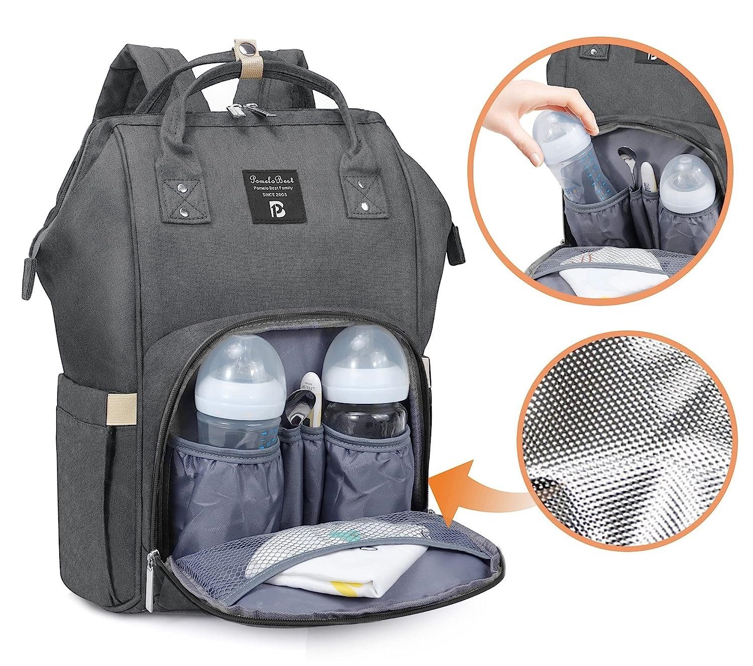 WISHDOR Wickelrucksack Wickeltasche Rucksack Baby Multifunktions-Babytaschen wasserabweisend (Windeln Babyflasche Milchfläsche Rucksack Tasche mit Flaschenhalter, Multifunktional, Babytasche, Wickelrucksack, für Mama und Papa unterwegs), mit tragbare