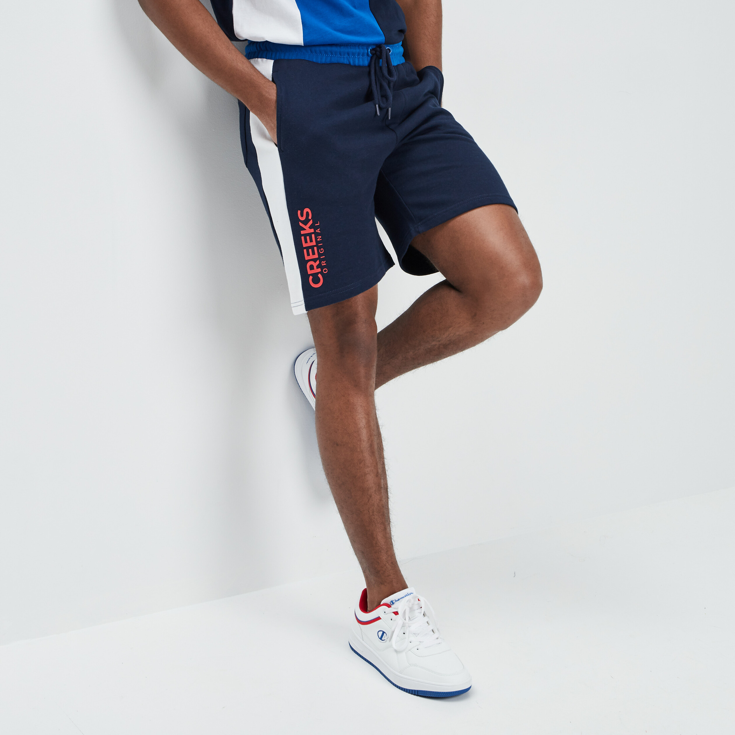 Short jogging droit Creeks bleu marine homme | La Halle