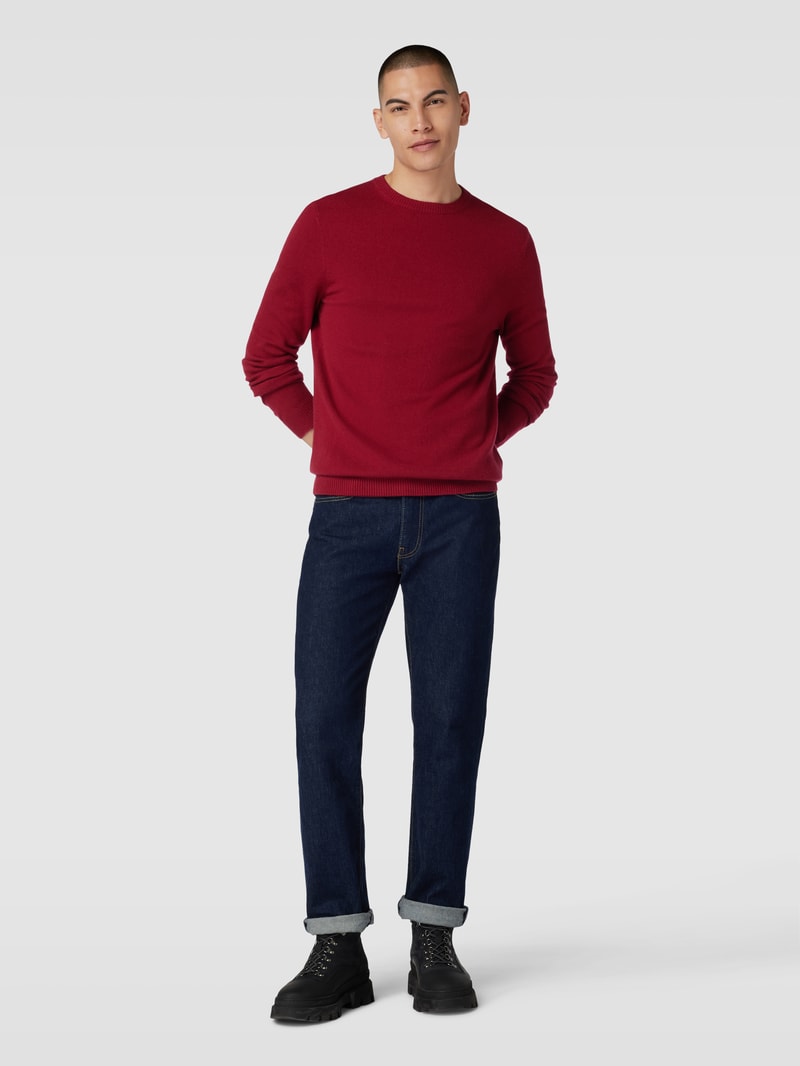 Strickpullover aus Kaschmir mit Rundhalsausschnitt in kirschrot