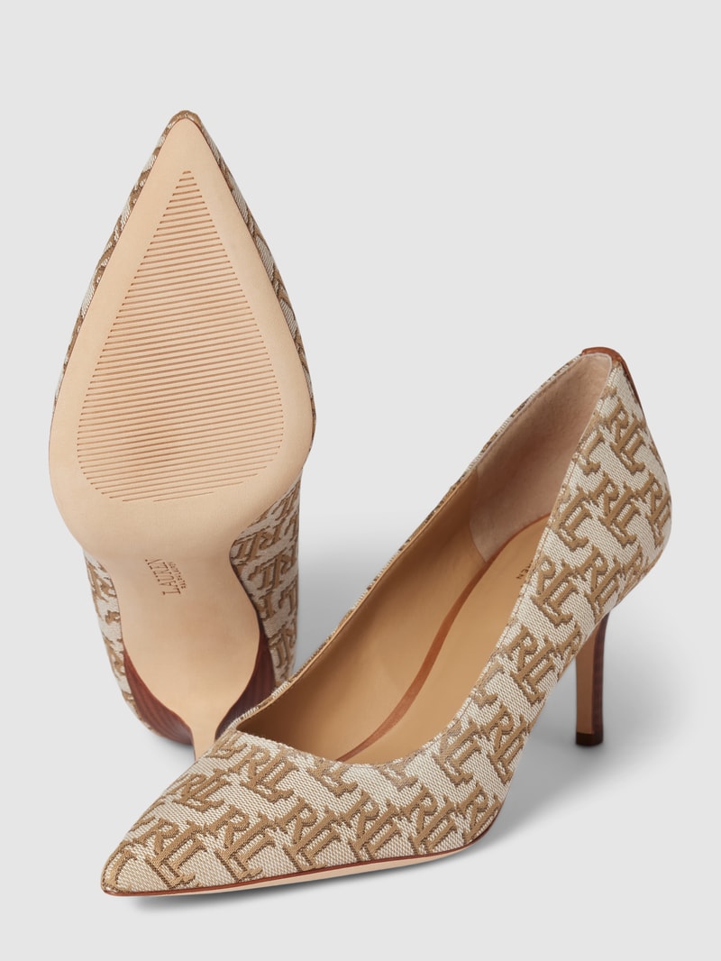 Pumps mit Label-Print Modell 'LANETTE' in olivgrün