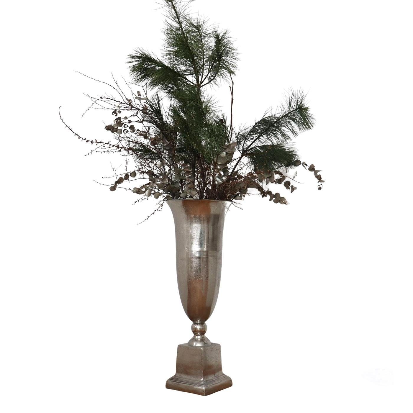 baario Bodenvase Bodenvase BALMA silber XXL, Bodenvase 85cm groß Aluminium Deko Antik Design