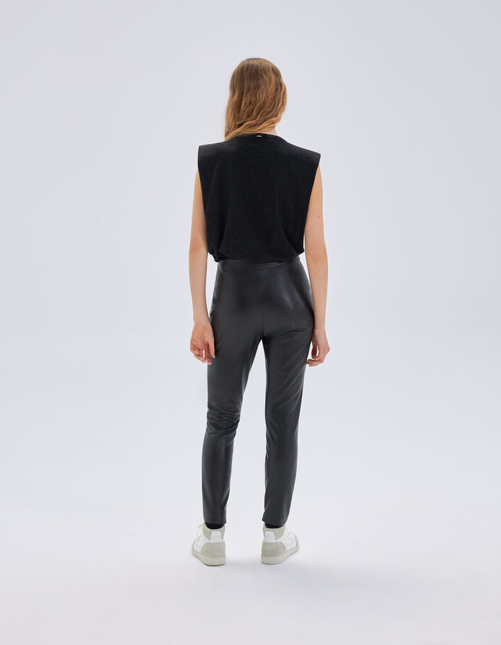 Pantalon skinny noir rock à pressions apparents Femme