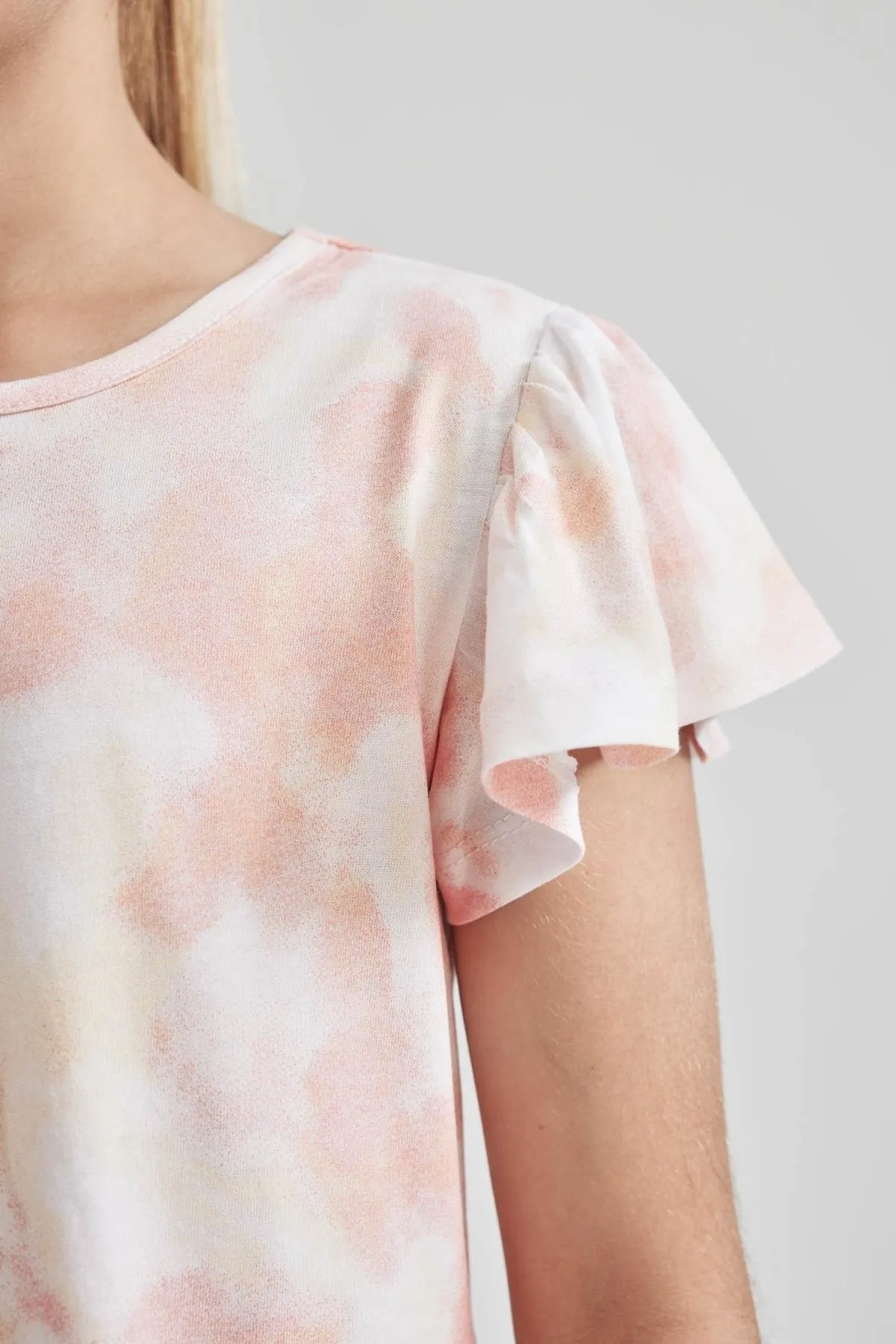 DeFacto  Gemustertes Mädchenkleid aus gekämmter Baumwolle mit kurzen Ärmeln