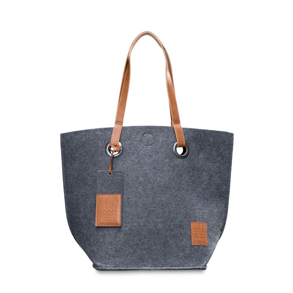 Knit Factory Aufbewahrungstasche Tess Taschen 20x40x50 cm Anthrazit (1-tlg), Strickware Aufbewahrungstasche Tasche