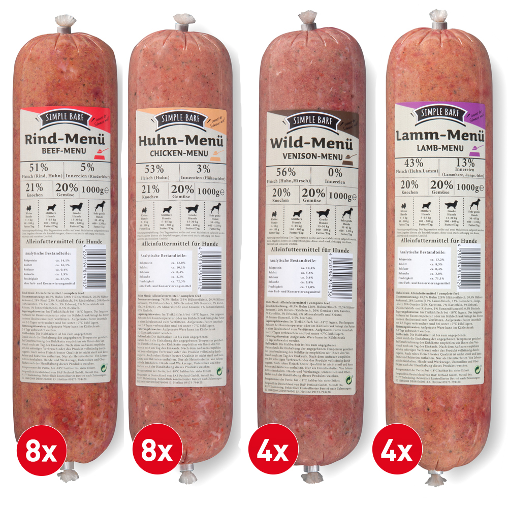 Simple BARF BARF/ Frostfutter Simple BARF fertig Menüs 24x1000g