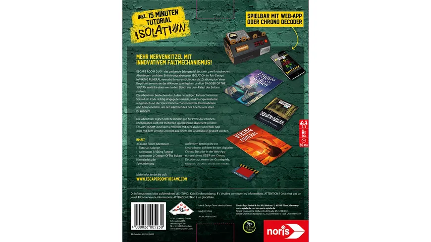Noris Spiele - Escape Room Das Spiel Duo - Sultan & Vikings