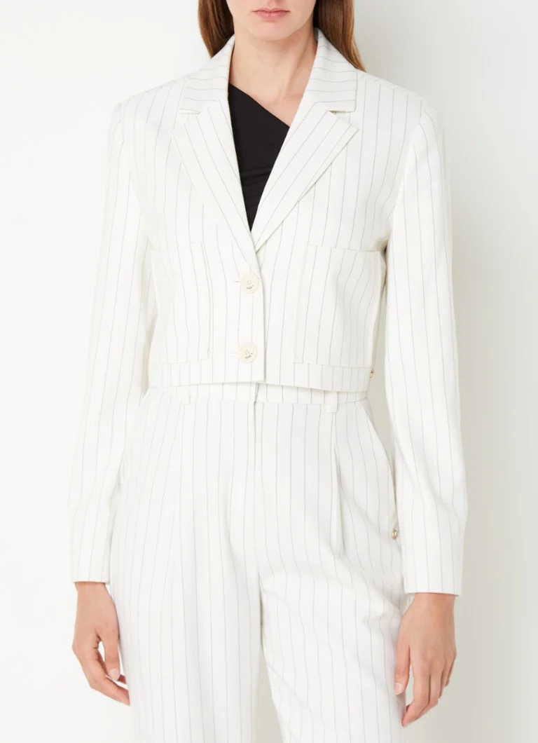 JOSH V  Emma cropped blazer met krijtstreep en opgestikte zakken