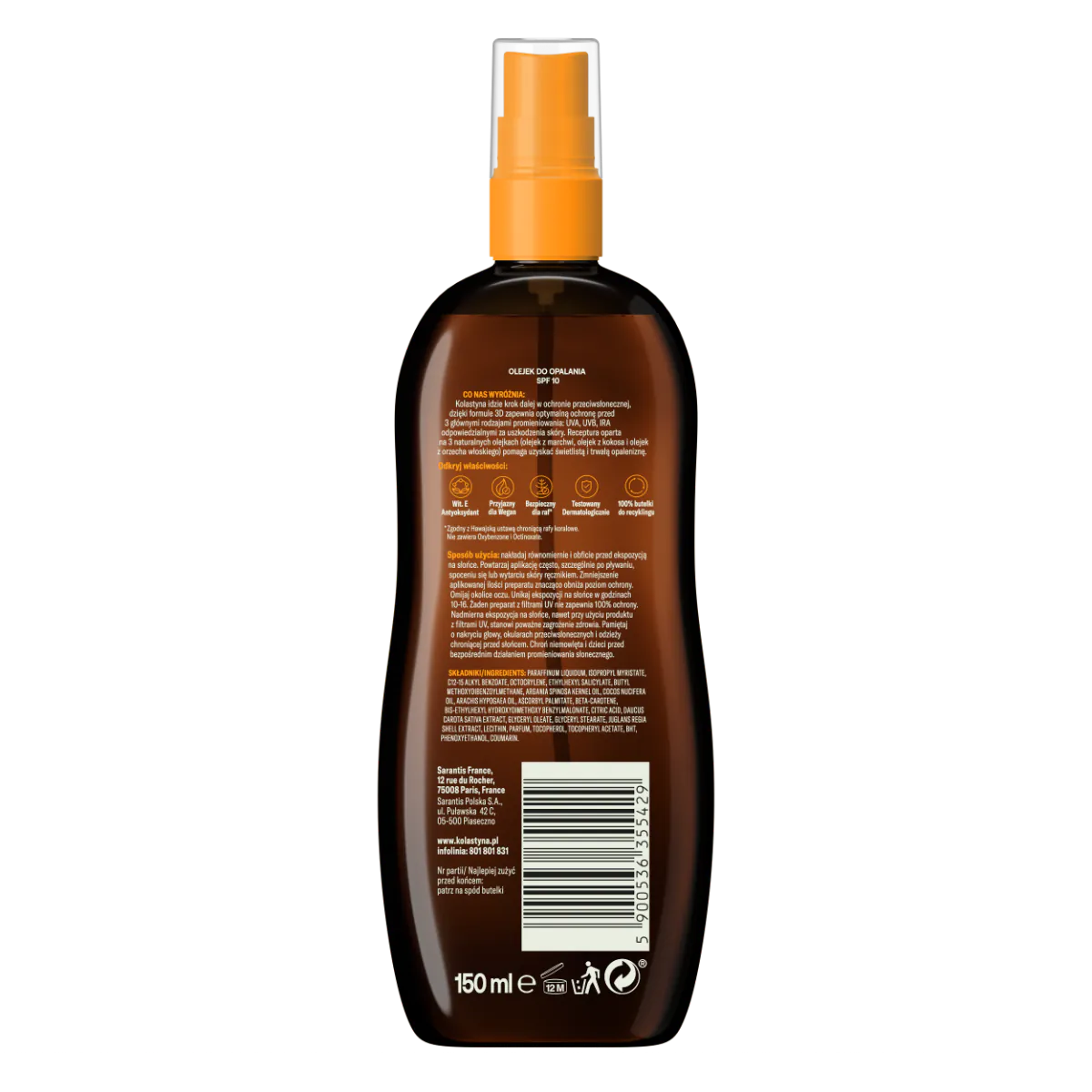 Kolastyna Sun SPF10 - Уље за заштиту од сунца 150 мл
