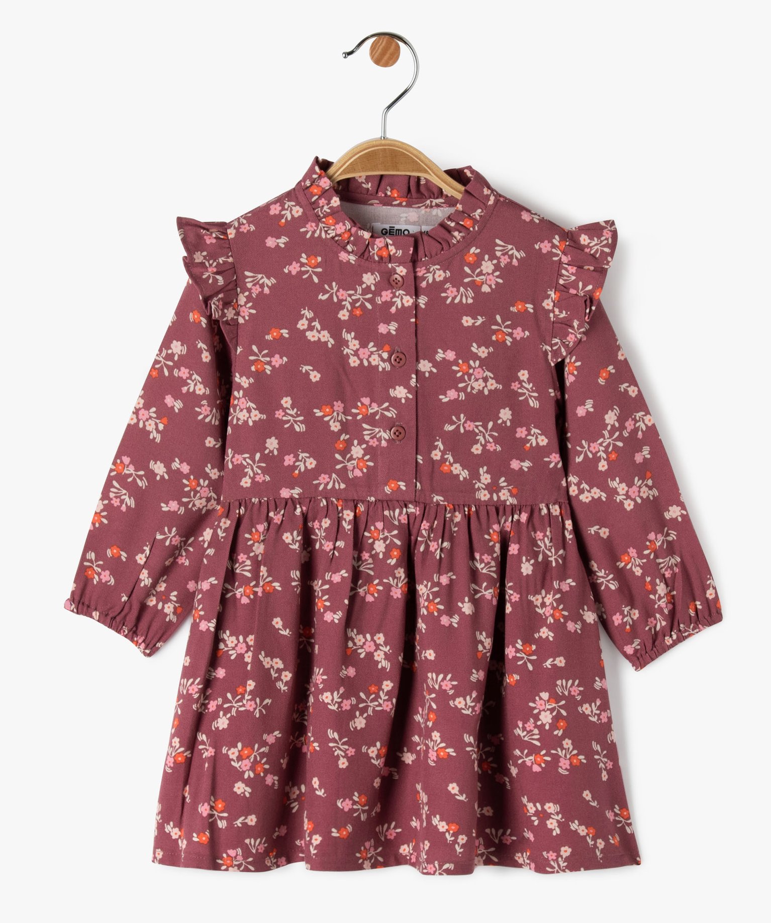 Robe bébé fille à manches longues à motifs fleuris rose | GEMO