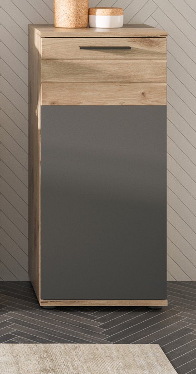 xonox.home Unterschrank Mason (Kommode in grau und Nox Eiche, BxH 37 x 87 cm) Türanschlag wechselbar, mit Soft-Close