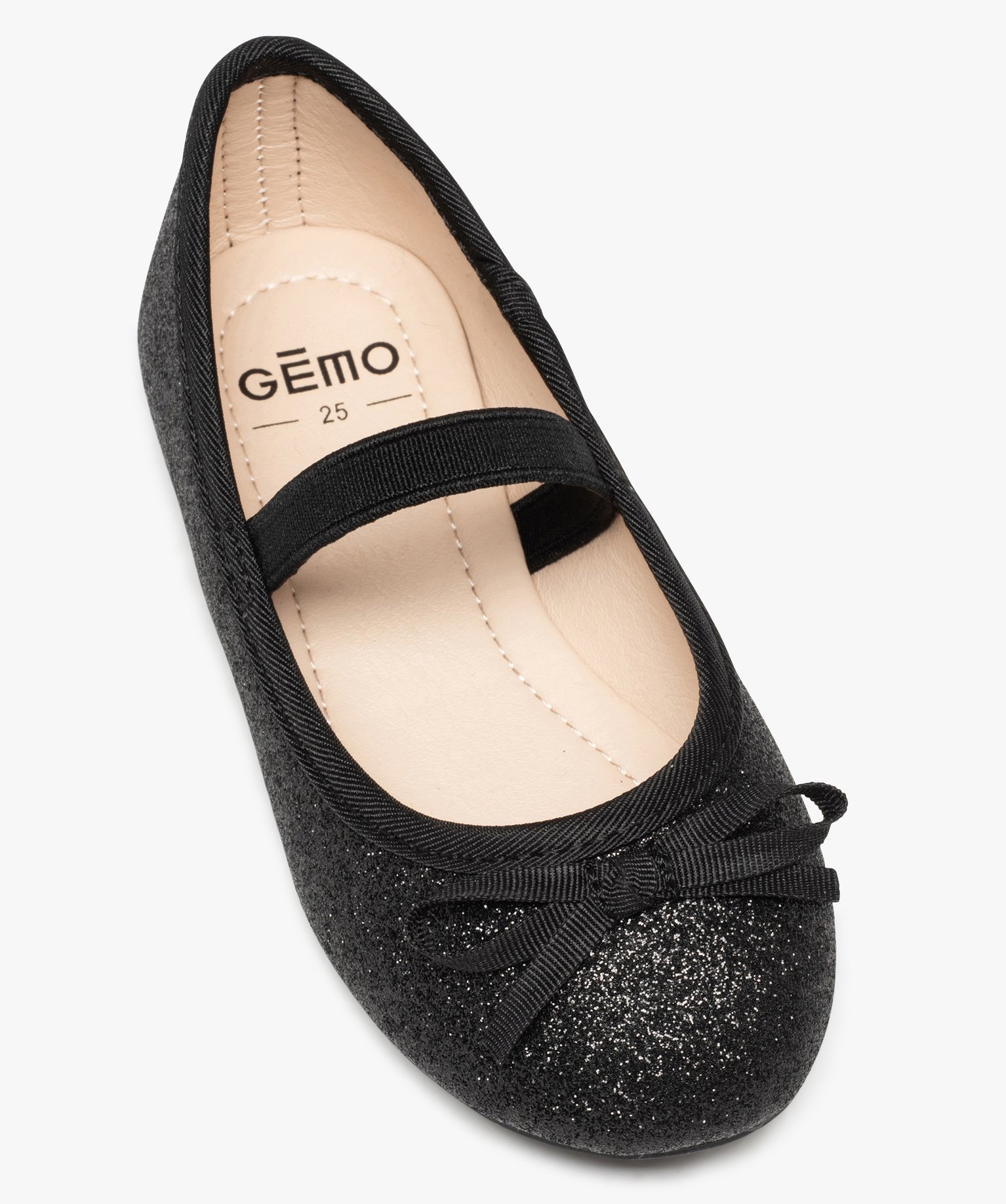 Ballerines fille à paillettes avec bride élastiquée noir | GEMO