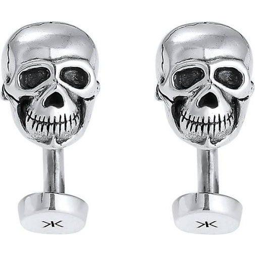 KUZZOI Manschettenknopf Totenkopf Symbol Oxidiert Massiv Cool 925 Silber