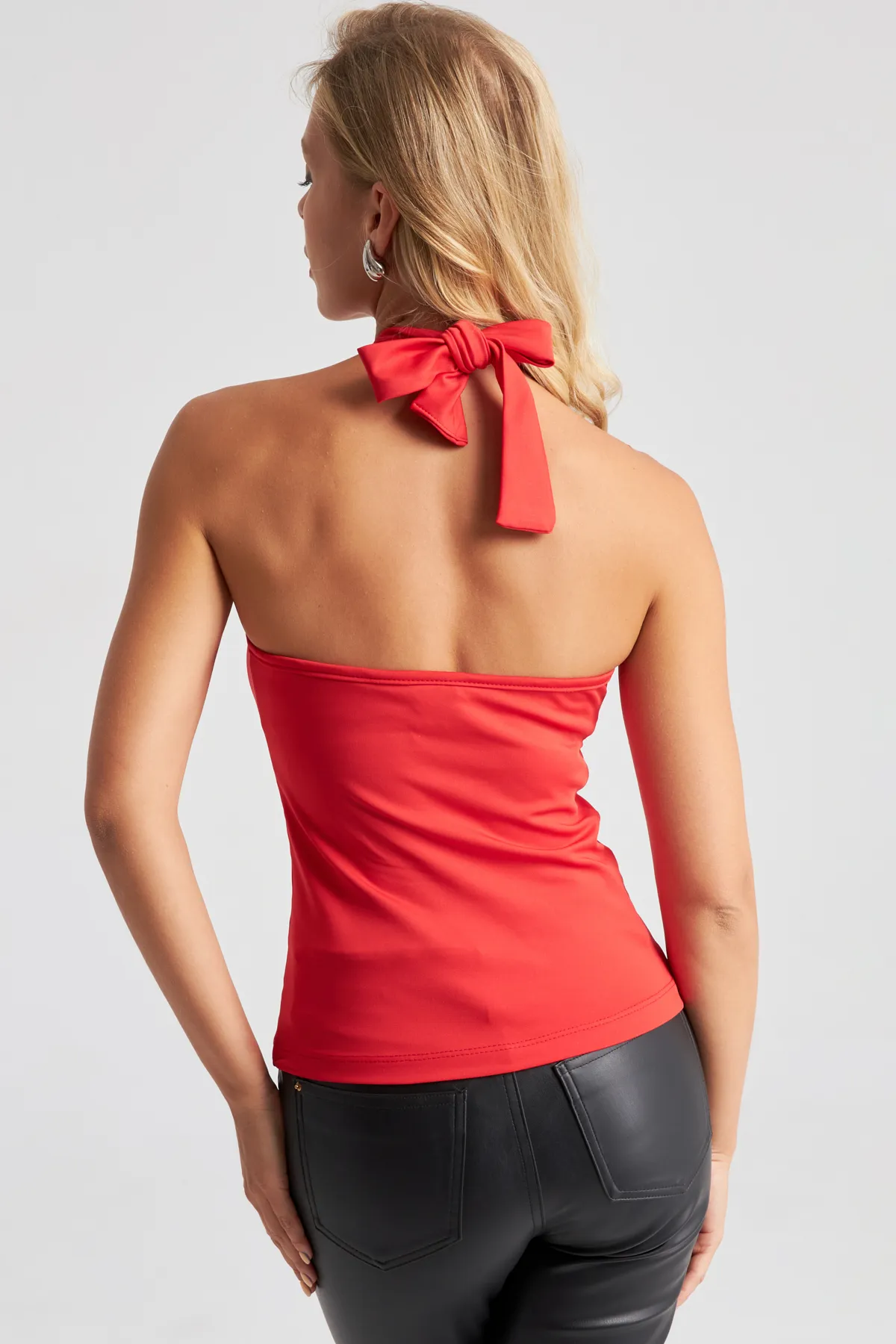 Cool & Sexy  Rote Crop-Bluse mit Bindering für Damen EY2674