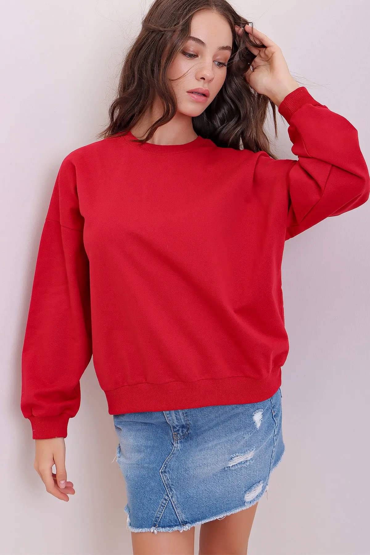 Trend Alaçatı Stili  Sweatshirt - Rot - Oversized