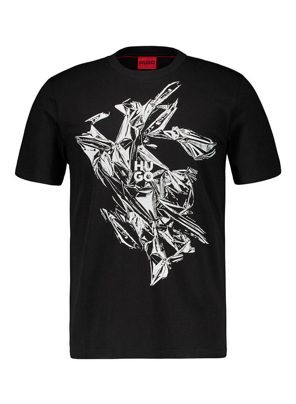 HUGO, T-Shirt Diakromio, Baumwolle, schwarz