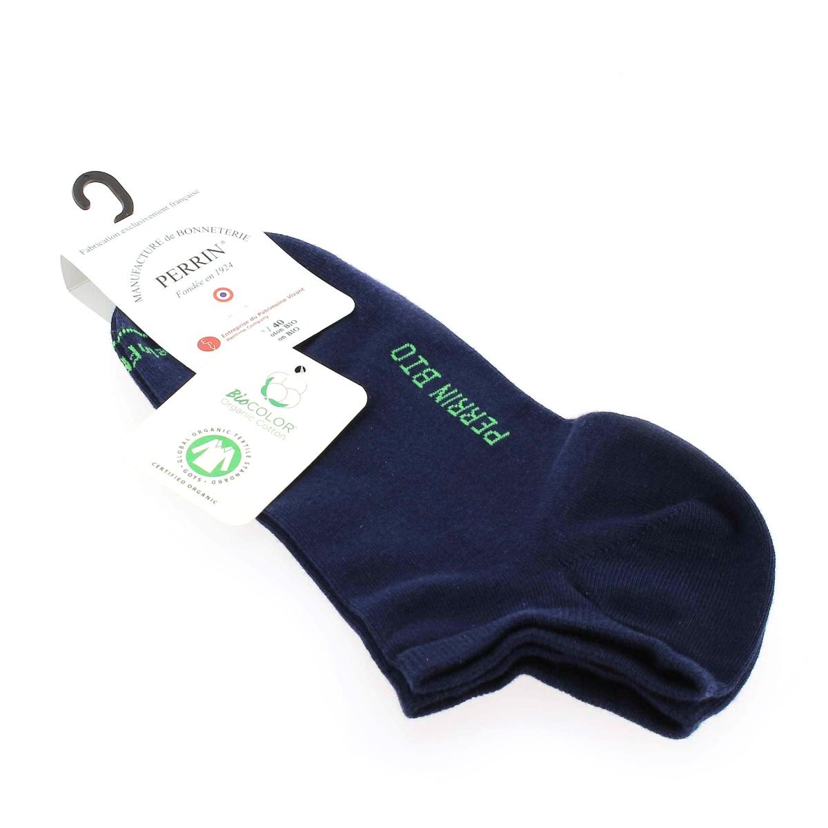 Perrin  Socquettes pur coton Bio - Marine