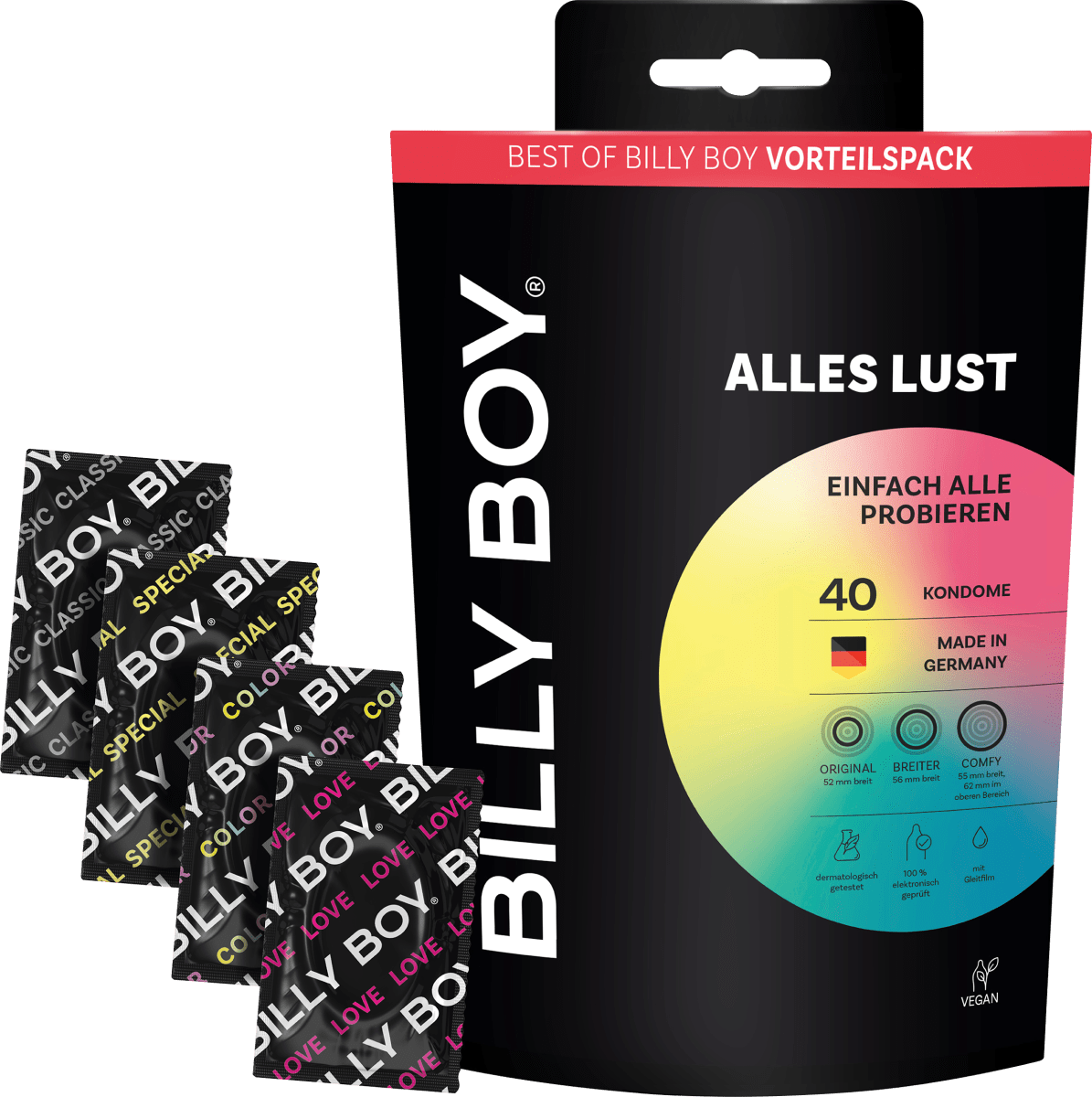Kondome Alles Lust, Breite 52mm bis 56mm, 40 St