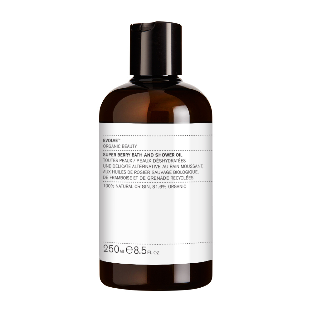 evolve organic beauty SUPER BERRY OIL BATH & SHOWER OIL HUILE DE BAIN ET DOUCHE AUX SUPER PETITS FRUITS