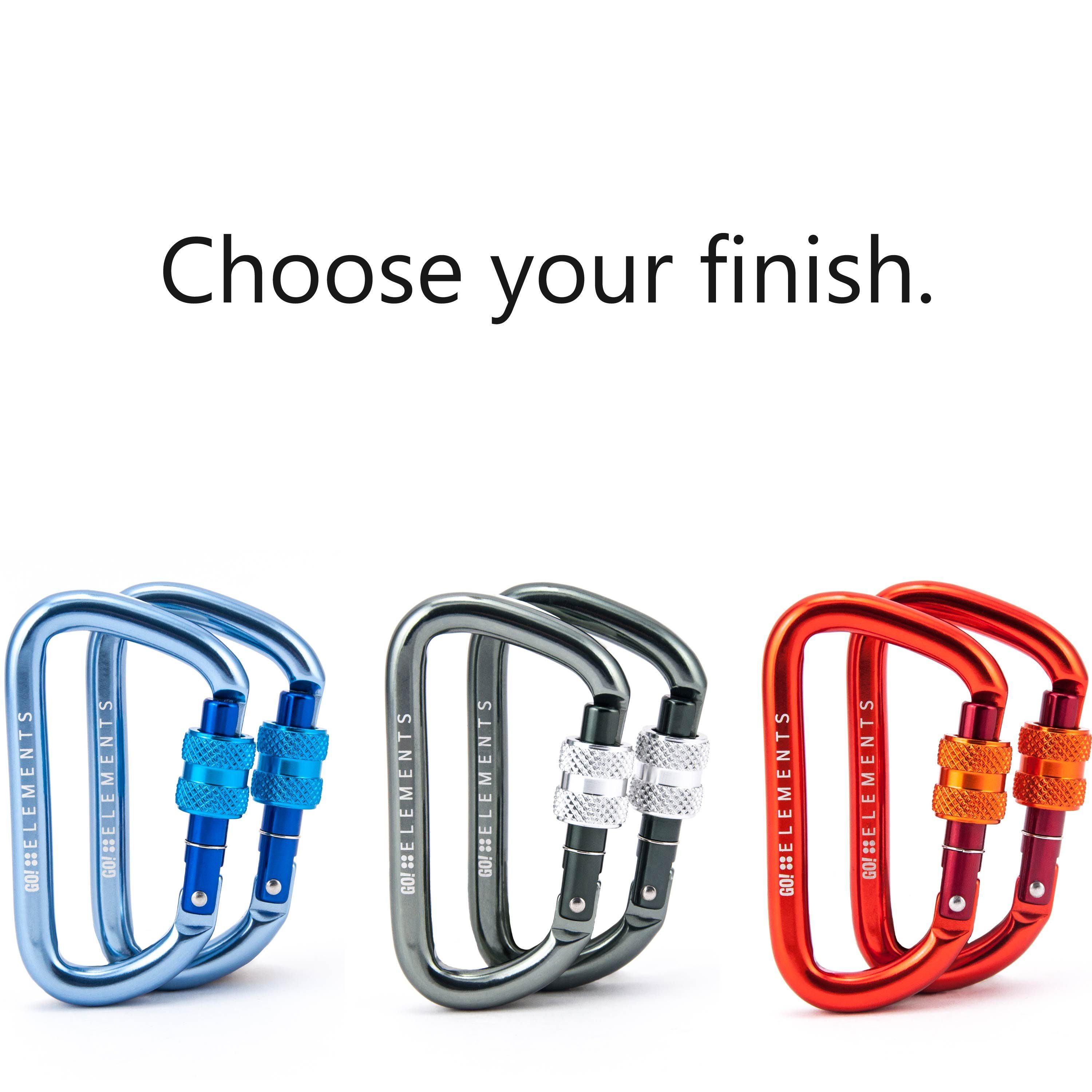 GO!elements Karabiner Strong 8, (2Stück), mit Schraubverschluss - 1200kg Bruchlast Karabinerhaken 12kN